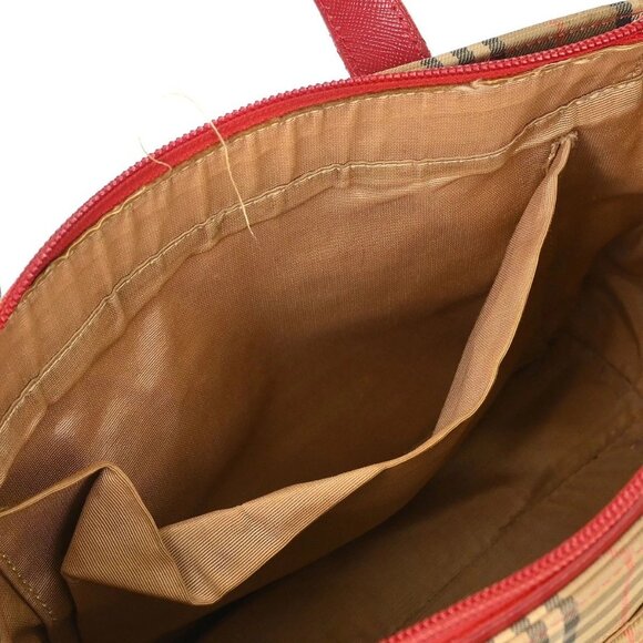 Burberry Beige Red House Check Tote Bag - Picture 7 of 11